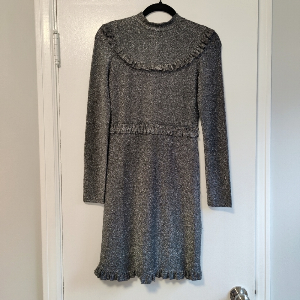 Maje Rister Metallic Glitter Dress